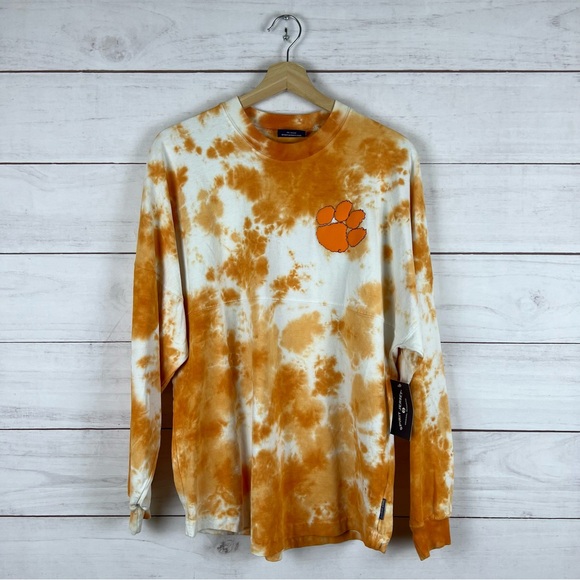 NWT Clemson University Tigers Tie Dye Spirit Jersey Long Sleeve T-Shirt Small